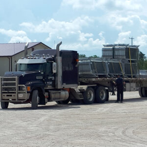 Truckload of Barricade Fence Panels