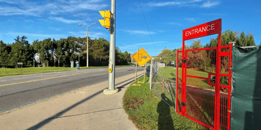 Pedestrian gate on a busy street
